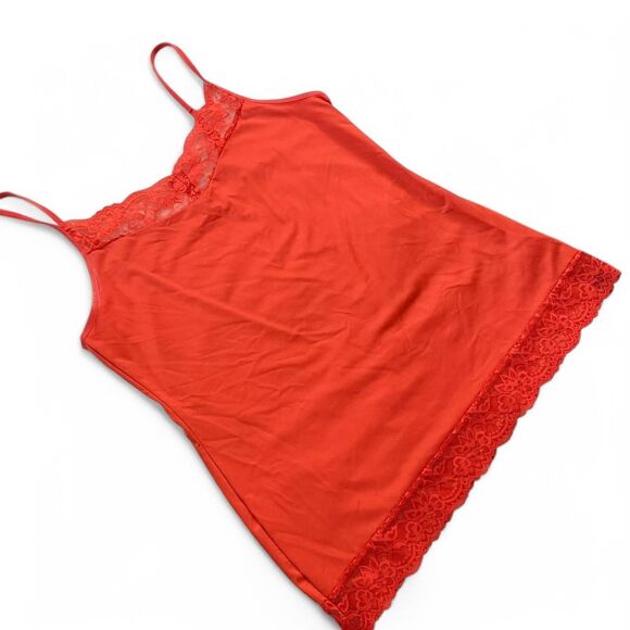 Y2K orange lace cami top with adjustable straps - size L ( - Picture 2 of 8